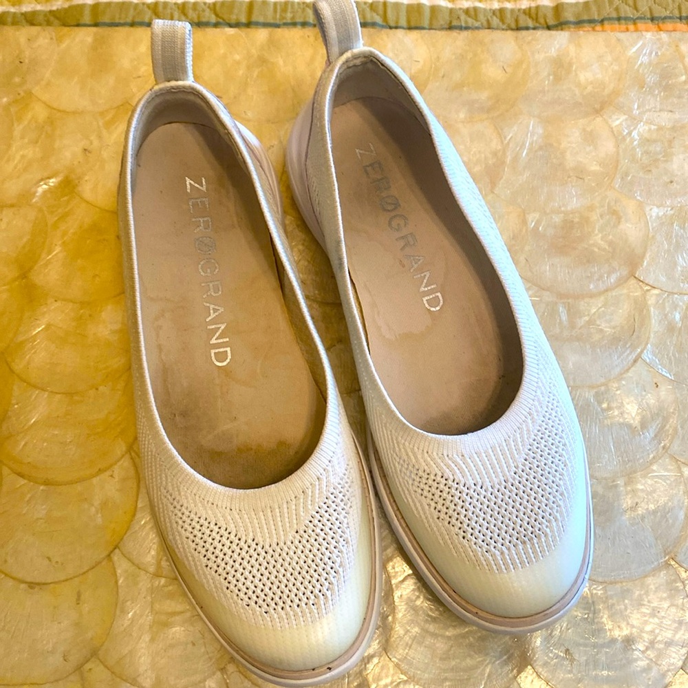 Cole Haan white stitchlite 2.0 zerogrand ballerina flat sneaker. 8